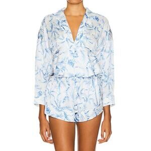 Free People Cashmere Blue Beauty Sleep PJ Set Palm Print Pajama Shorts Size XS